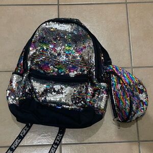 PINK Victoria's Secret Rainbow Sequin Backpack